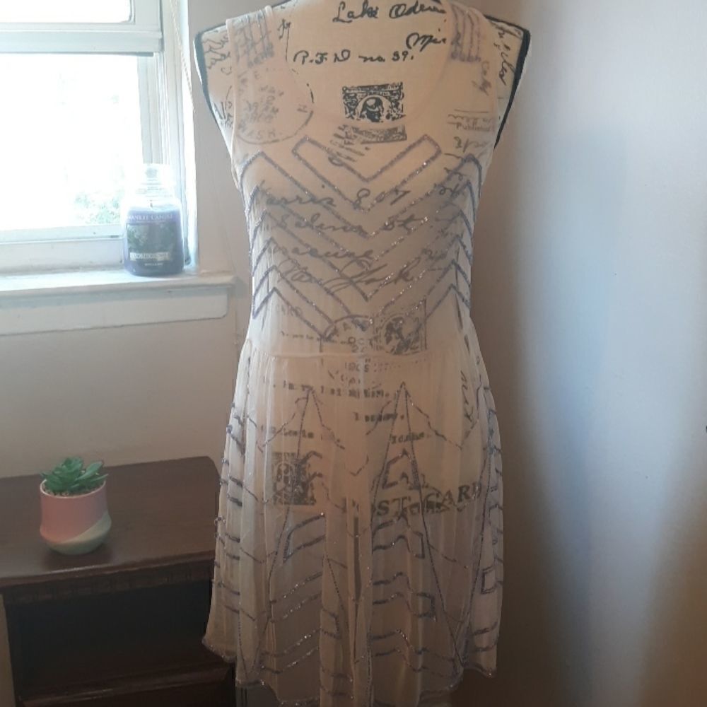 💐NWT FREE PEOPLE SOFT PEACH BEADED DRESS S